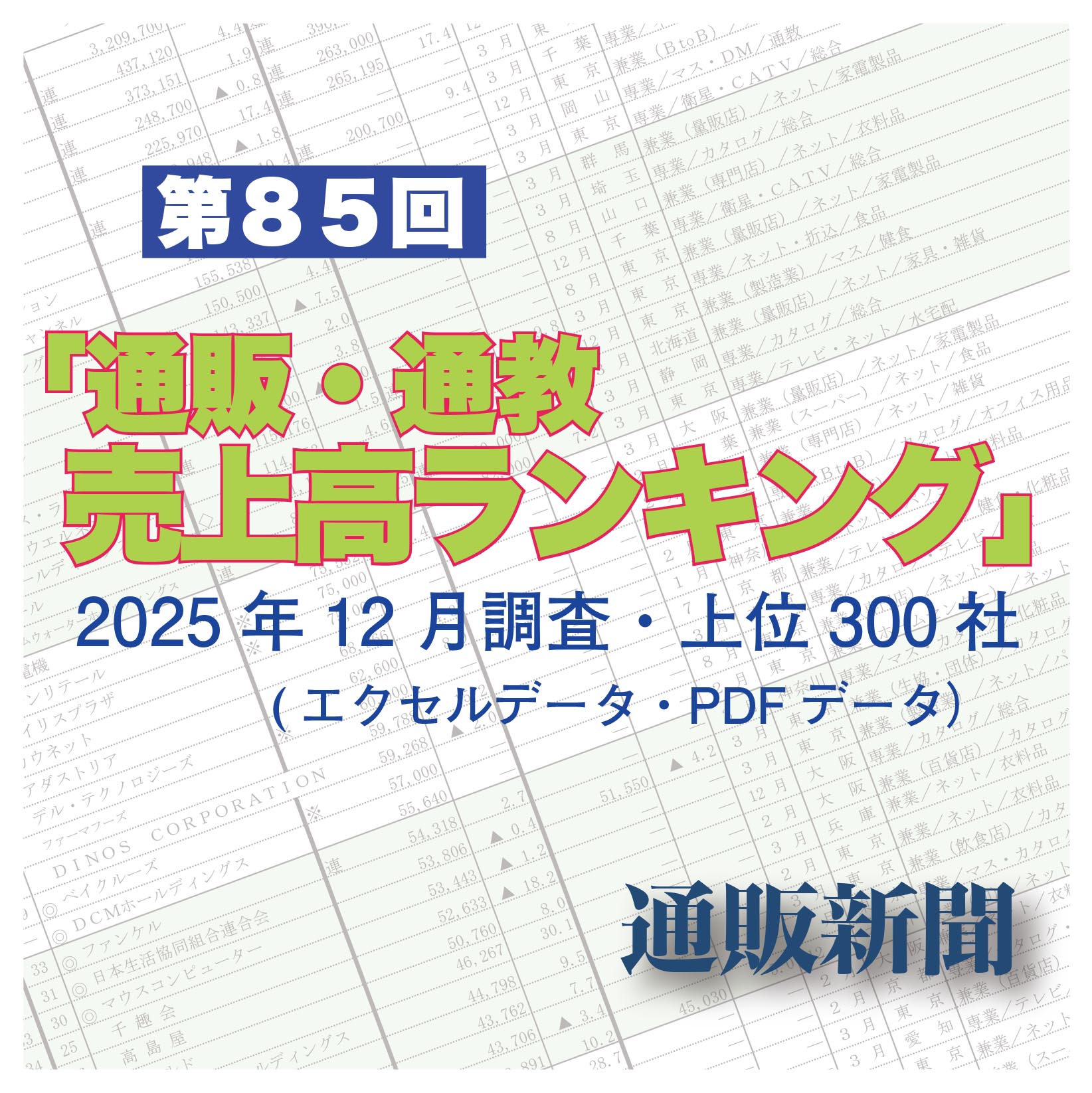 「第85回通販・通教売上高ランキング」(2025年12月調査・上位300社)